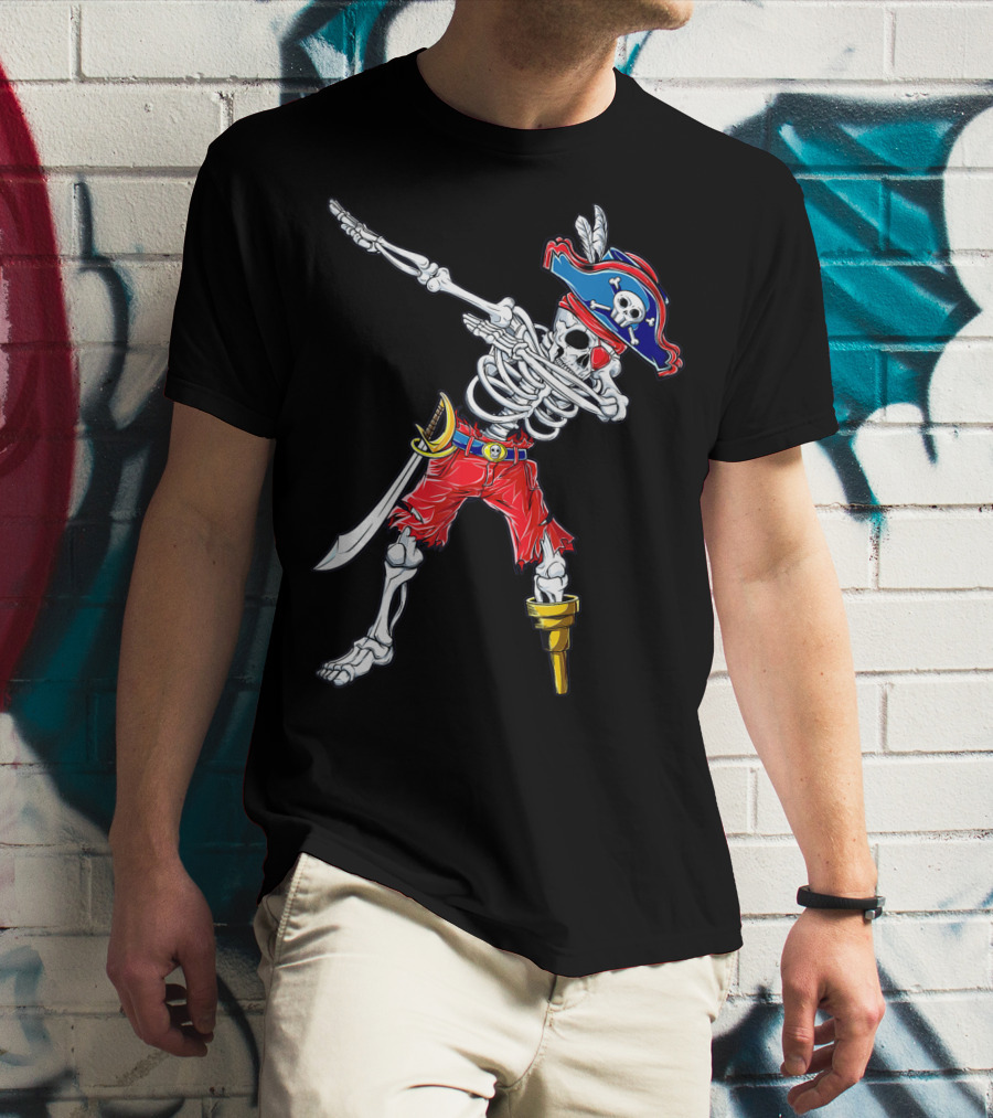 Dabbing Skeleton Pirate Jolly Roger Kids Skull Boys T-Shirt