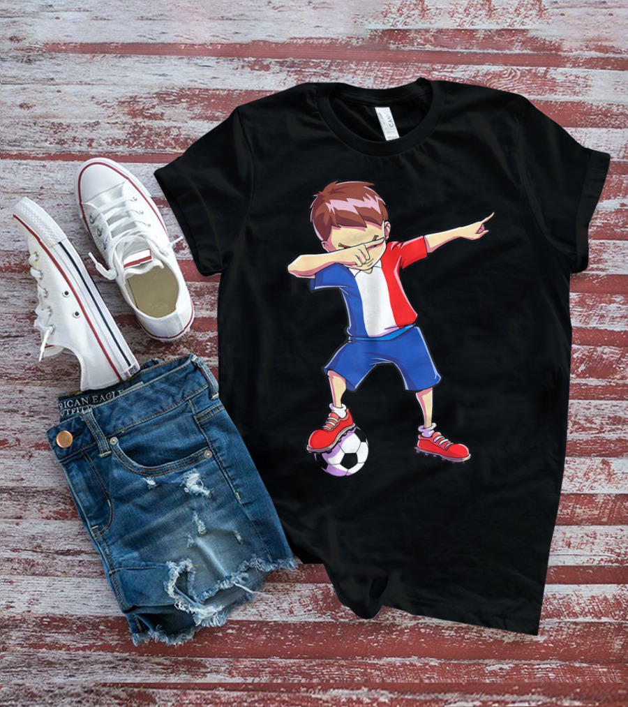France Dabbing Soccer Player Boys Men French Football T-Shirt