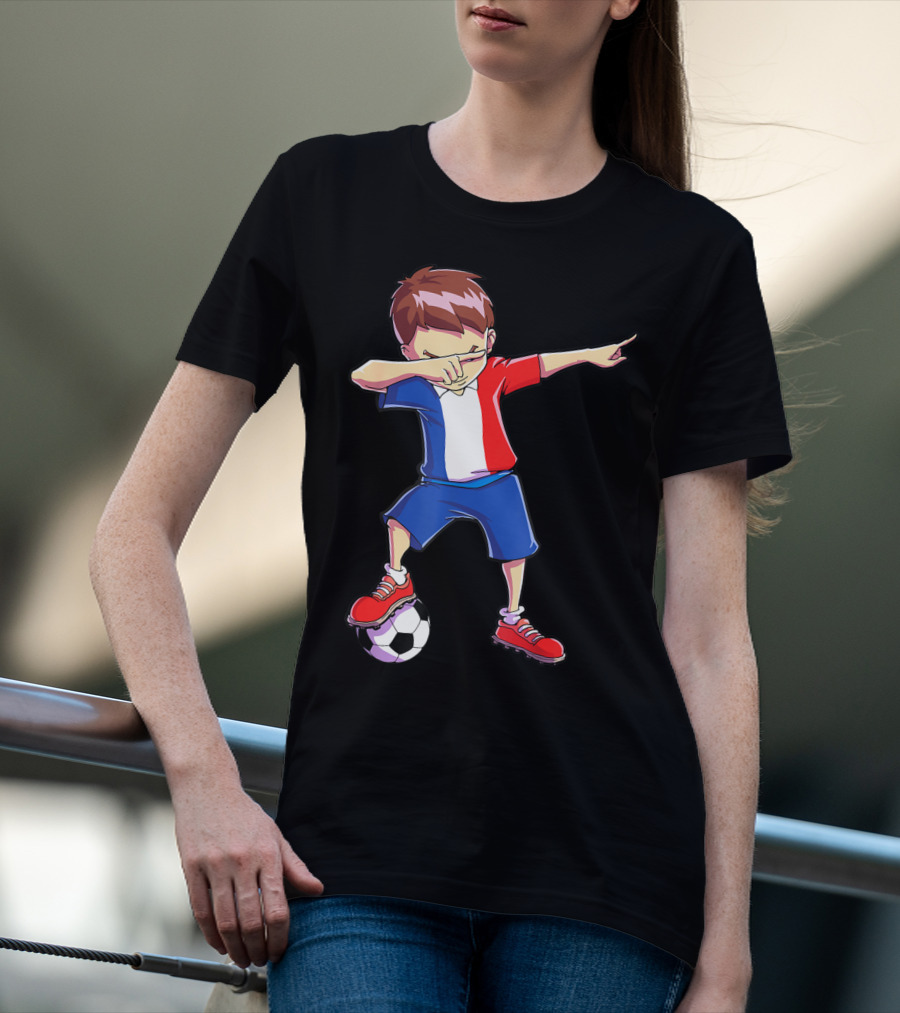 France Dabbing Soccer Player Boys Men French Football T-Shirt