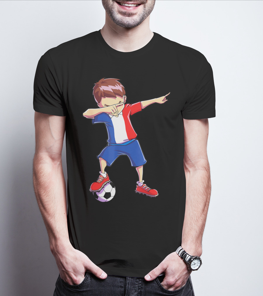 France Dabbing Soccer Player Boys Men French Football T-Shirt