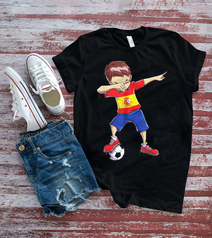 Spain Soccer Dabbing Kid Spanish Football T-Shirt