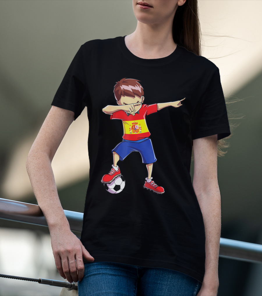 Spain Soccer Dabbing Kid Spanish Football T-Shirt