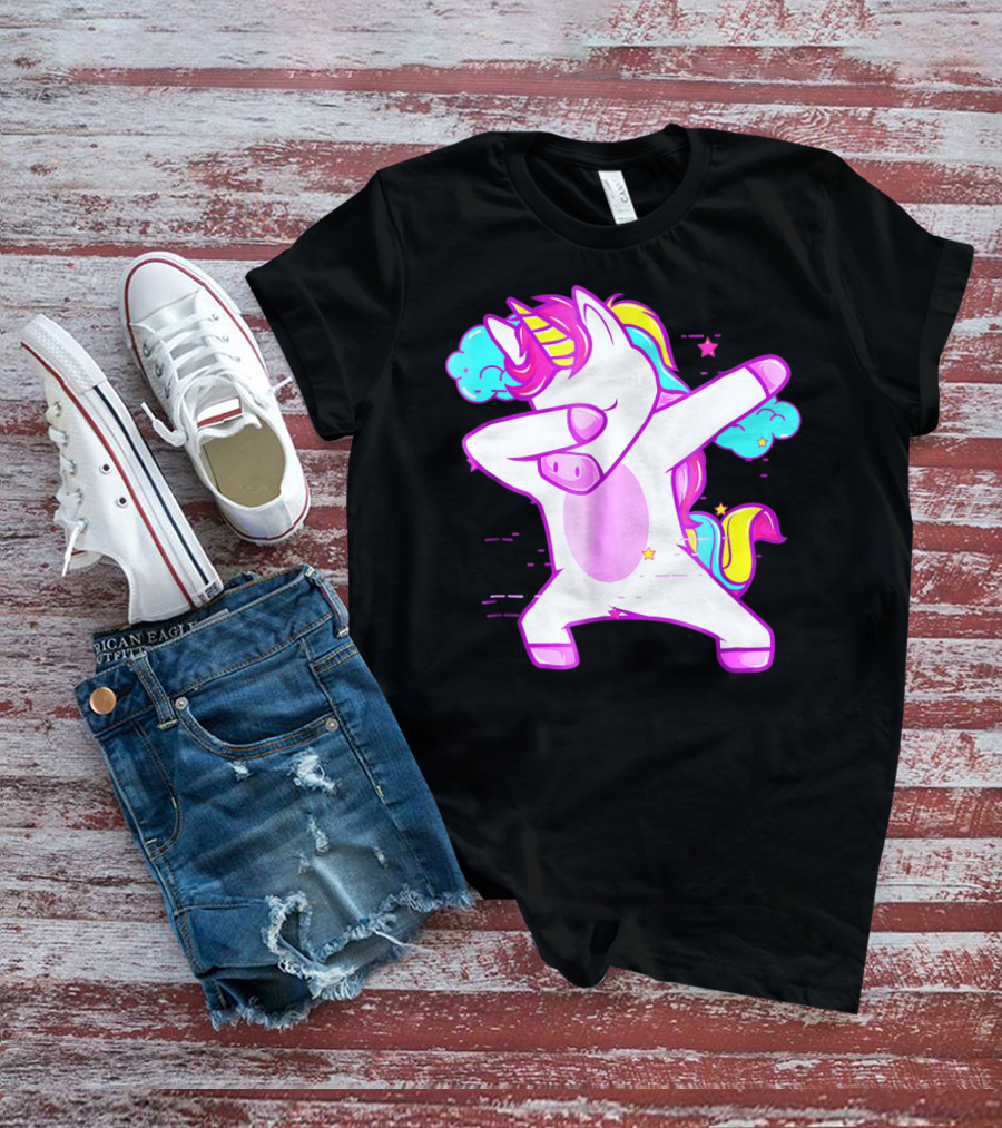 Dabbing Unicorn Dab Girls Boys Adults Rainbow Fantasy T-Shirt