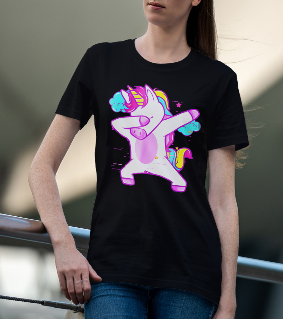Dabbing Unicorn Dab Girls Boys Adults Rainbow Fantasy T-Shirt