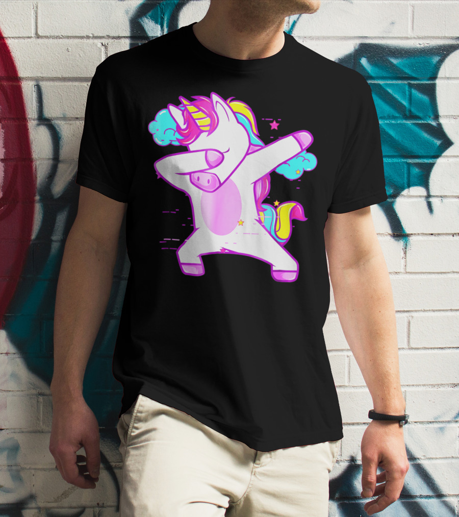 Dabbing Unicorn Dab Girls Boys Adults Rainbow Fantasy T-Shirt