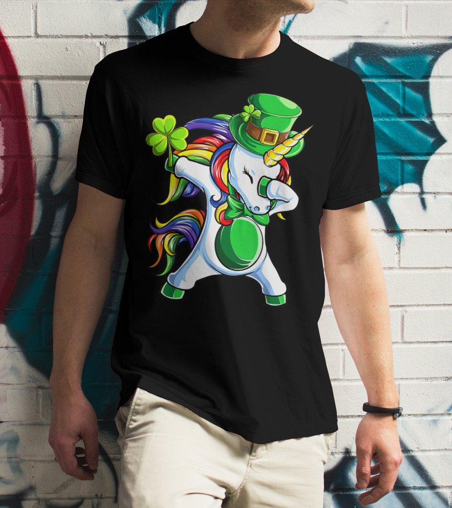 Dabbing Unicorn Lepricorn St Patricks Day Girls T-Shirt