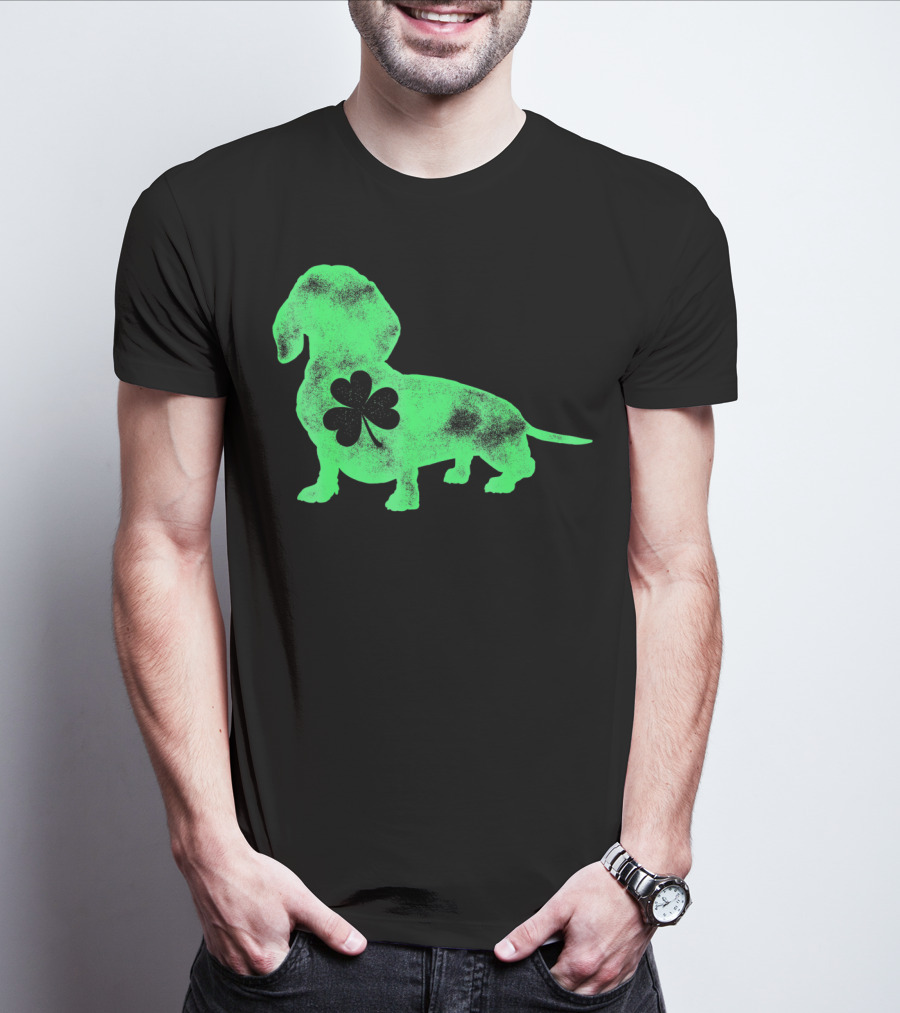 Dachshund Shamrock St Patricks Day Dog Lover Men T-Shirt