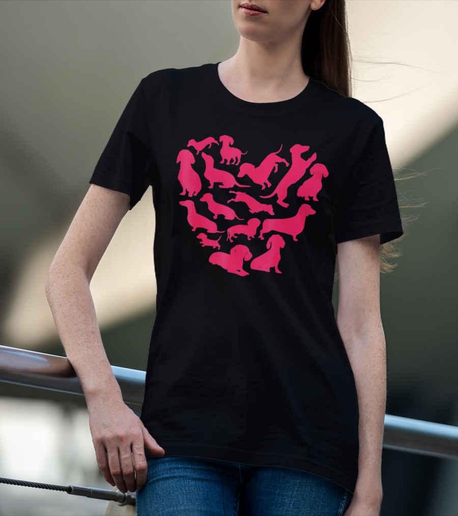 Dachshund Valentines Day Sausage Dog Lover Heart T-Shirt