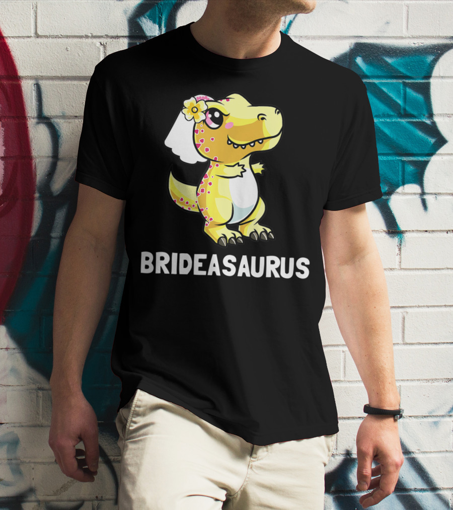 Bridesaurus Dinosaur Wedding Bride In Veil T-Shirt