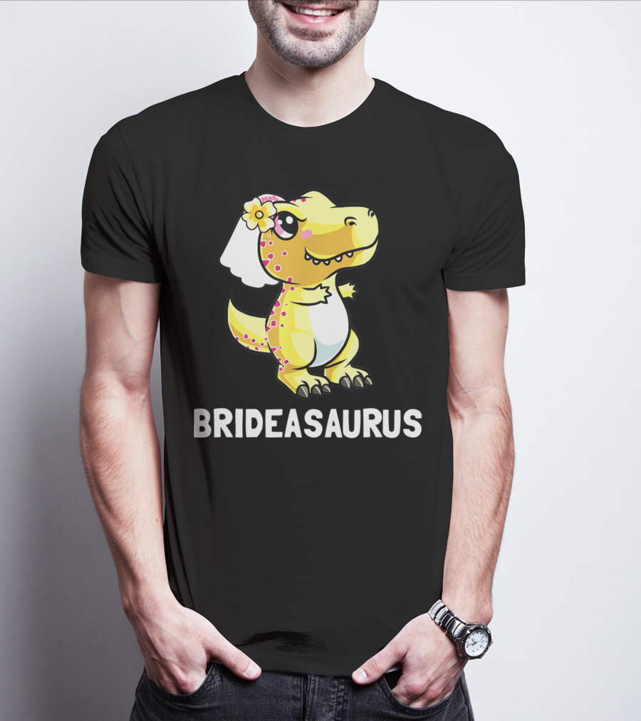 Bridesaurus Dinosaur Wedding Bride In Veil T-Shirt