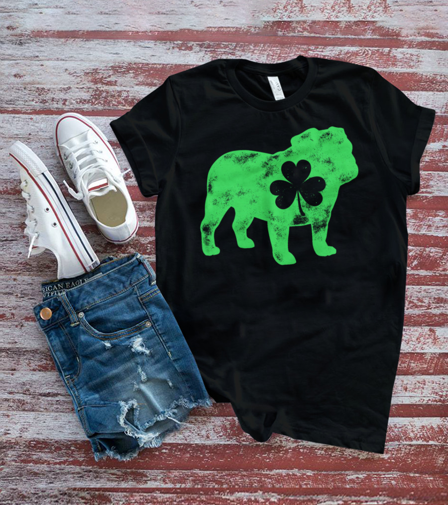 English Bulldog Shamrock St Patricks Day Men Dog T-Shirt