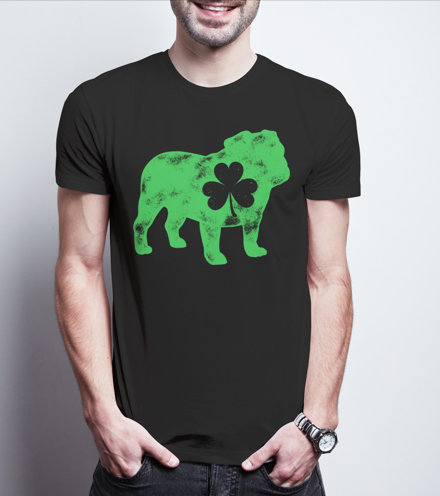 English Bulldog Shamrock St Patricks Day Men Dog T-Shirt
