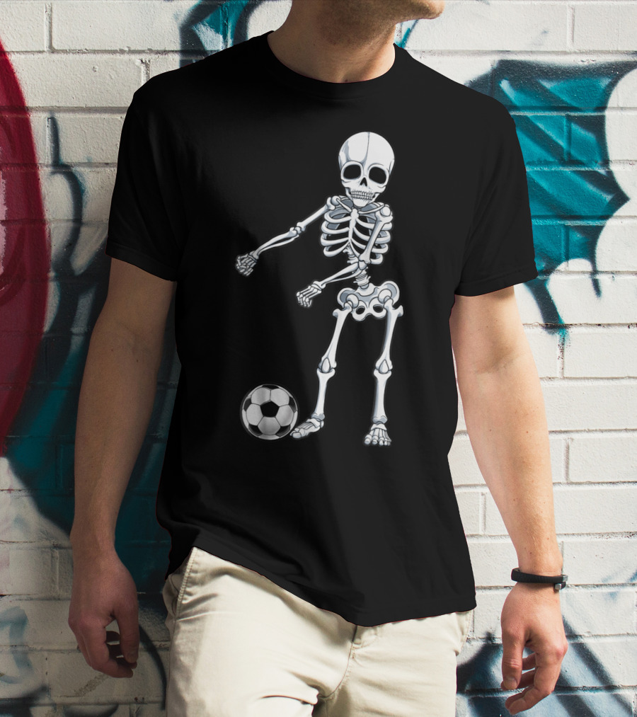 Floss Dance Skeleton Soccer Ball Boys Men Flossing Skeleton Soccer Combo T-Shirt