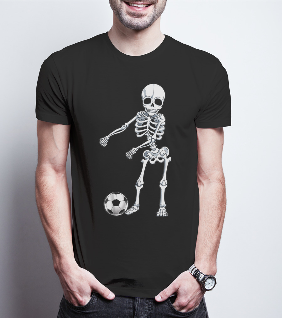 Floss Dance Skeleton Soccer Ball Boys Men Flossing Skeleton Soccer Combo T-Shirt