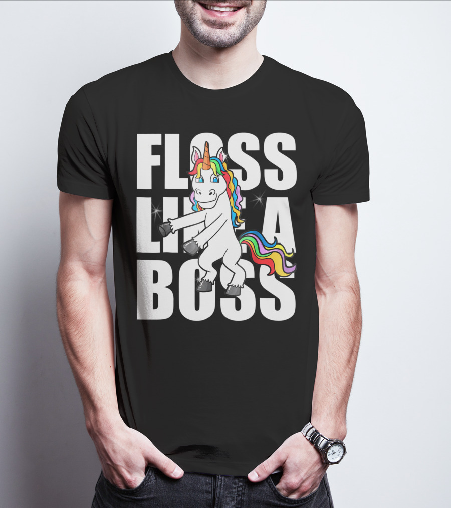 Floss Like A Boss Rainbow Unicorn Dance Girls T-Shirt
