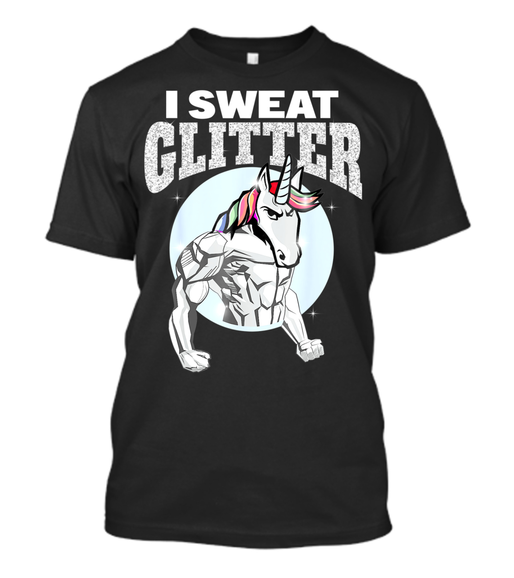 I Sweat Glitter Unicorn Lover Gym Workout T-Shirt