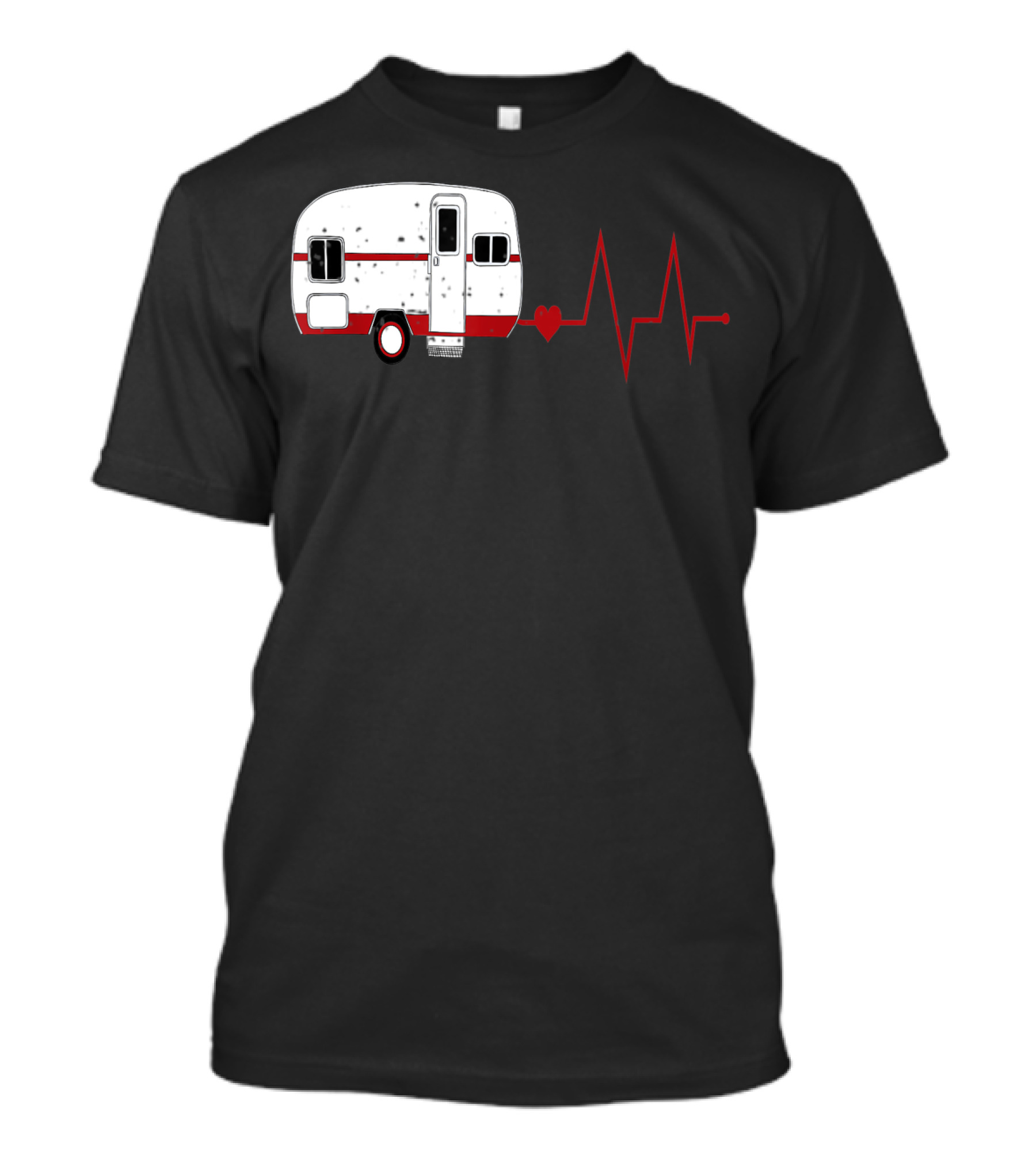 Funny Valentine's Day Camping Women Girls Heartbeat Camper T-Shirt