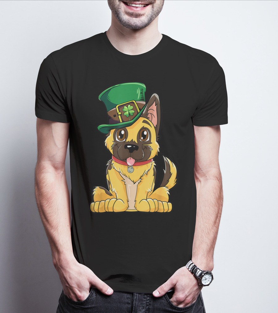 German Shepherd In Leprechaun Hat St Patricks Day Dog T-Shirt