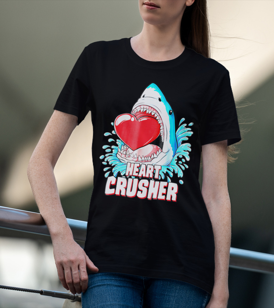 Heart Crusher Valentines Day Shark Boys Jawsome Splash T-Shirt