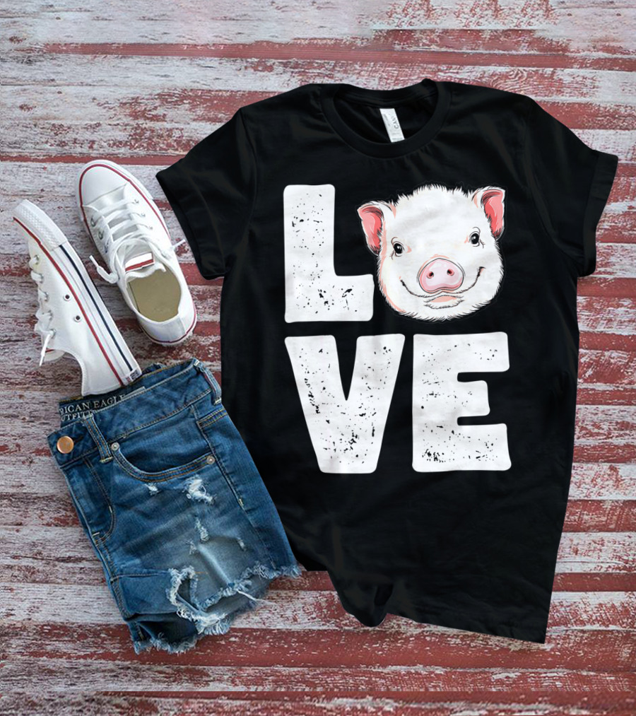 Love Pig Lovers Farming Farmer Girls T-Shirt