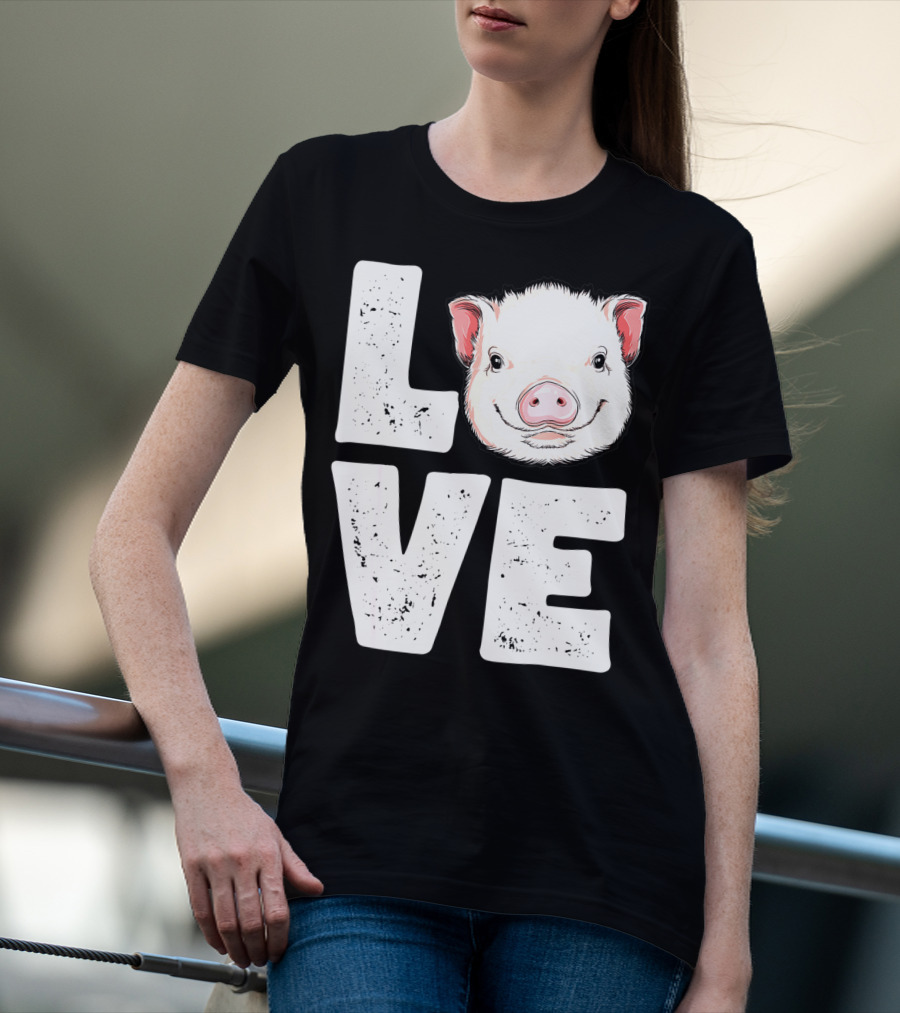 Love Pig Lovers Farming Farmer Girls T-Shirt