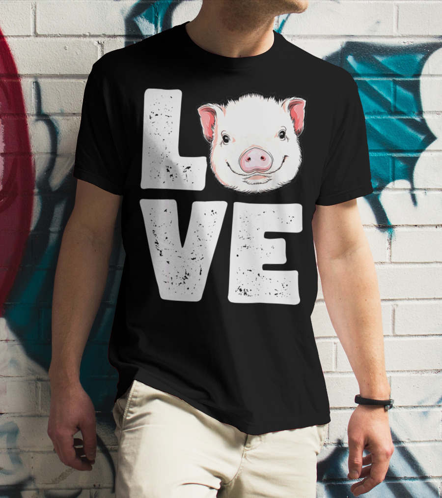 Love Pig Lovers Farming Farmer Girls T-Shirt