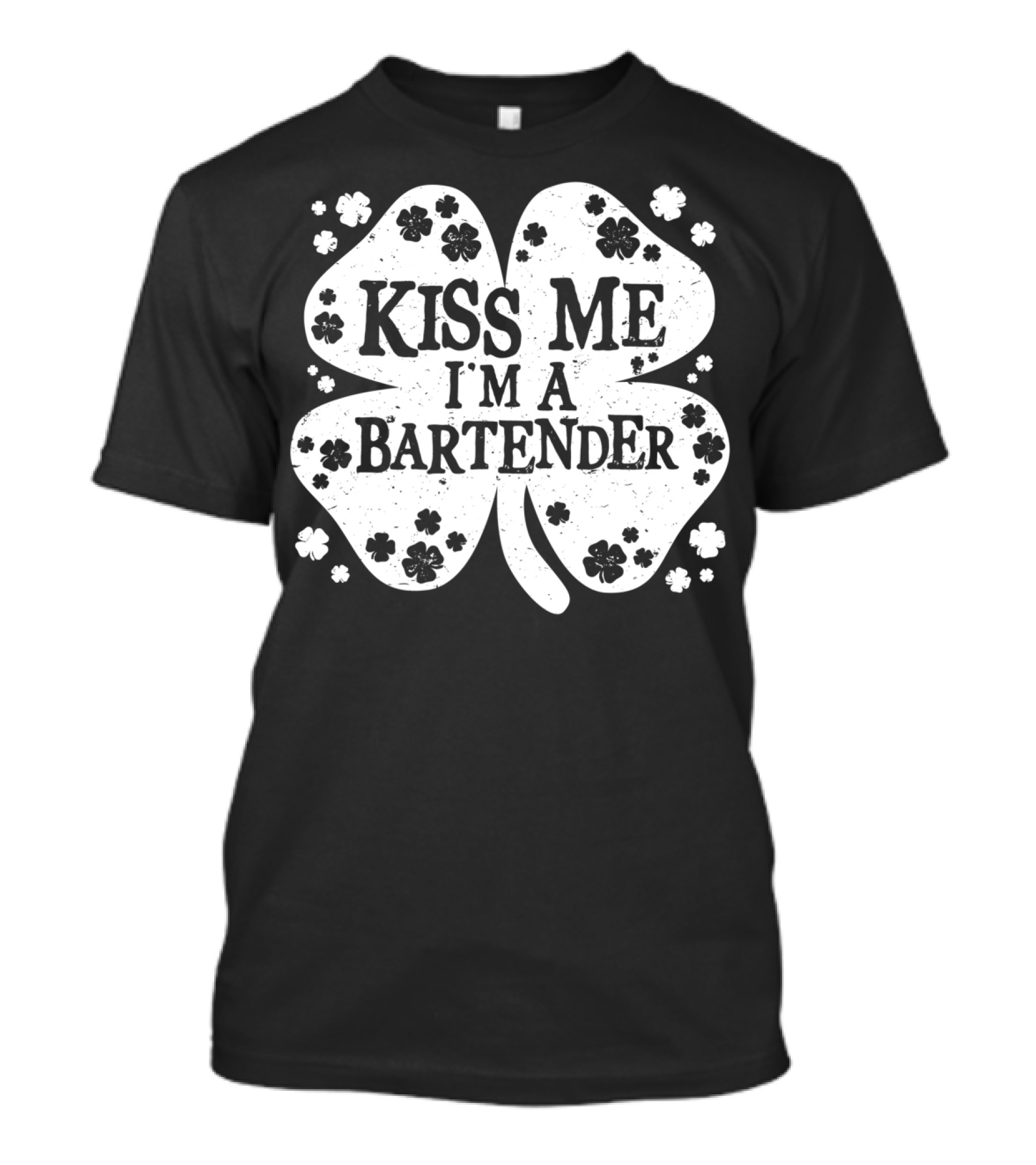 Kiss Me I'm A Bartender Four-Leaf Clover St. Patrick's Day T-Shirt