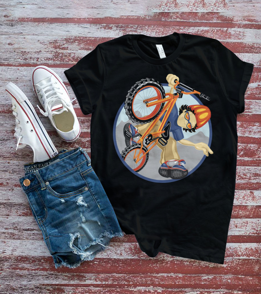 BMX Boy Extreme Stunt Rider With Helmet And Sunglasses T-Shirt