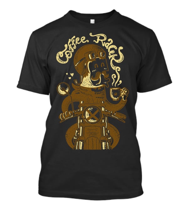 Coffee Racer Motorcycle Hipster Drinking Coffee T-Shirt