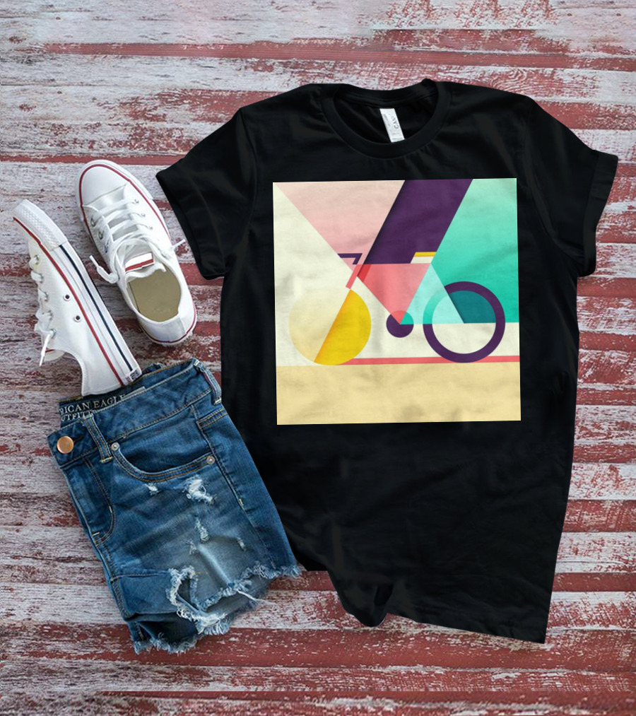 Colourful Geometric Bicycle Abstraction T-Shirt