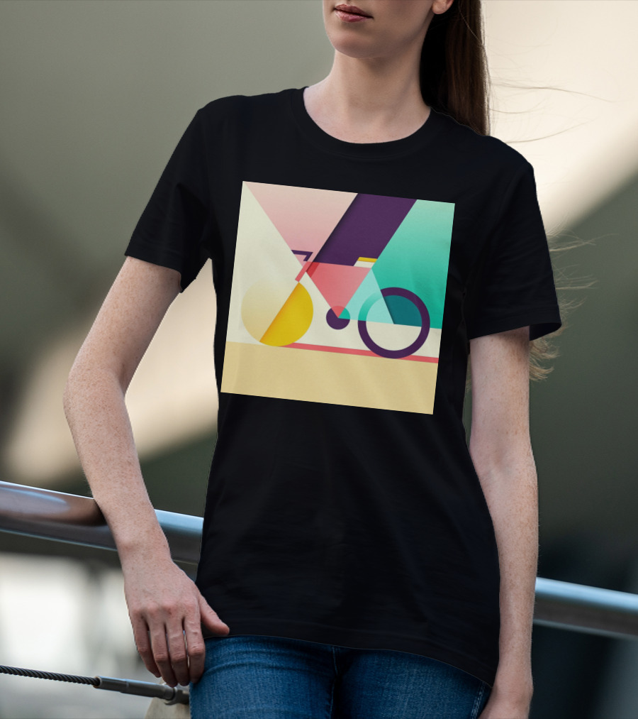 Colourful Geometric Bicycle Abstraction T-Shirt