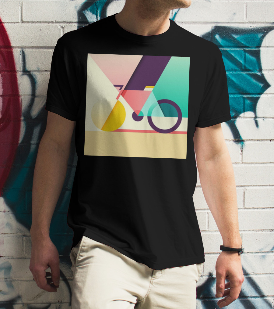 Colourful Geometric Bicycle Abstraction T-Shirt