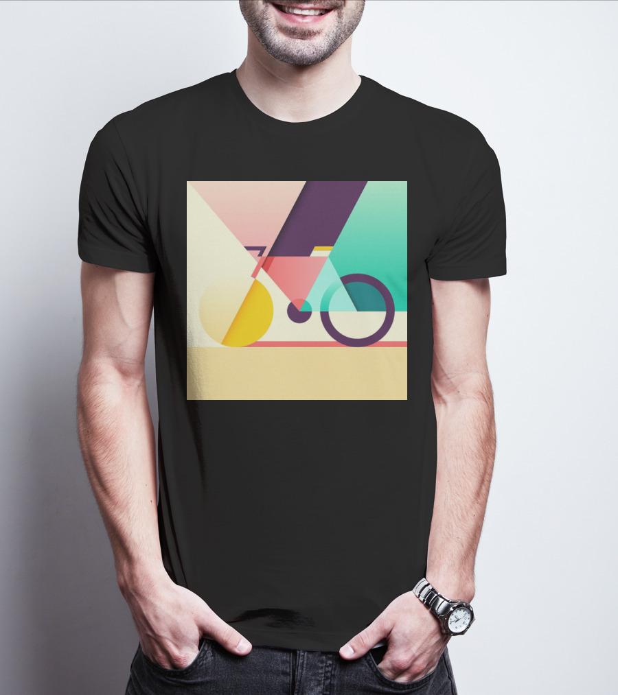 Colourful Geometric Bicycle Abstraction T-Shirt