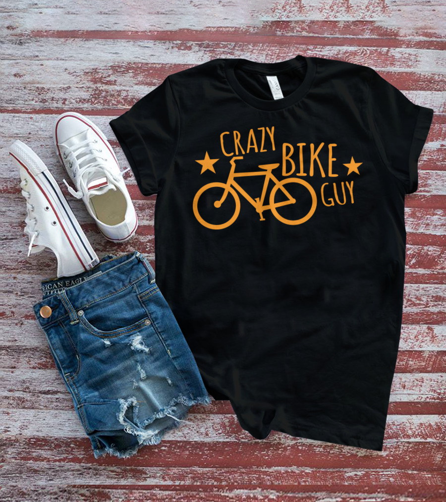 CRAZY BIKE GUY Bicycle Stars Fun T-Shirt