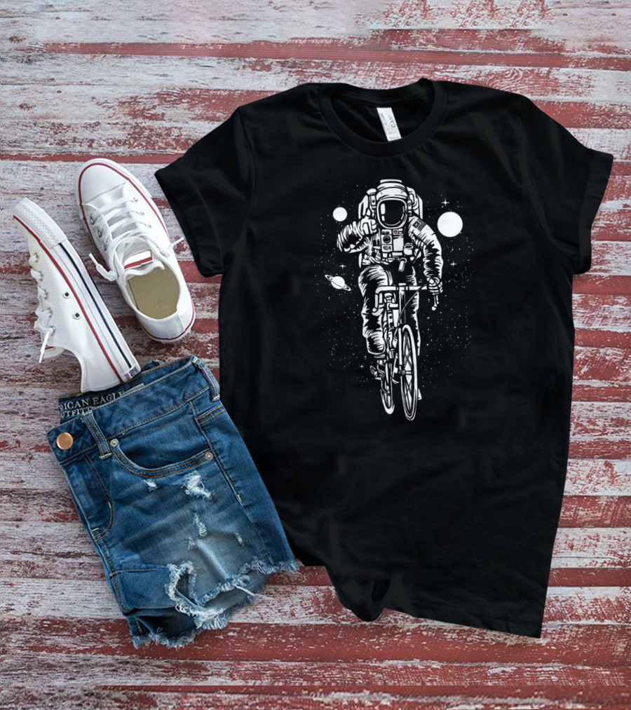 Astronaut Biking Through Space Planets 404 Error T-Shirt