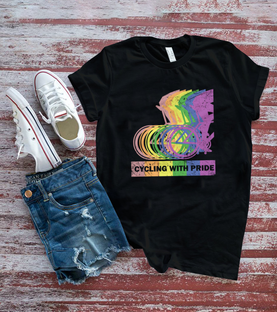 Cycling With Pride Christopher Street Rainbow Bicycle T-Shirt