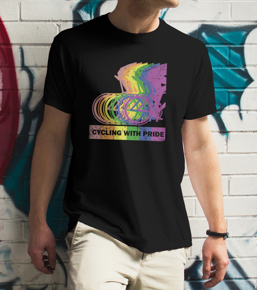Cycling With Pride Christopher Street Rainbow Bicycle T-Shirt