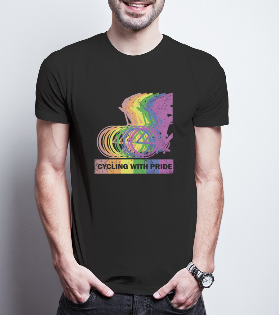 Cycling With Pride Christopher Street Rainbow Bicycle T-Shirt