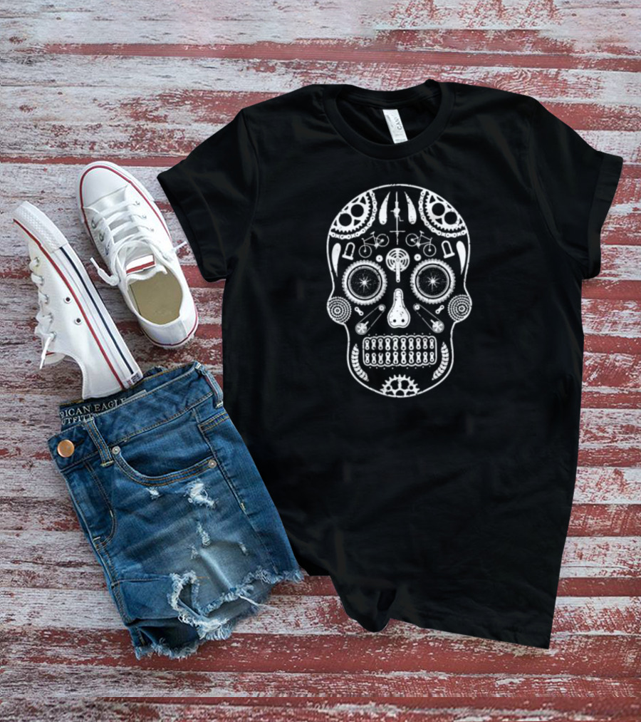 Cycling Bike Parts Skull T-Shirt