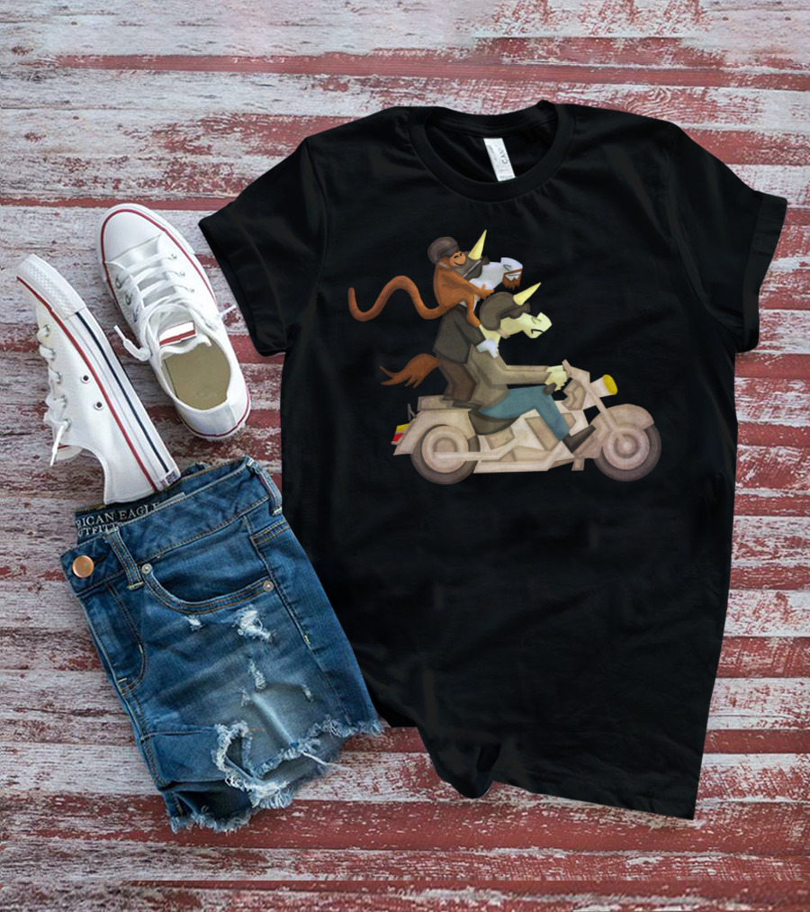 Free Ride Unicorn Monkey Motorcycle Adventure T-Shirt