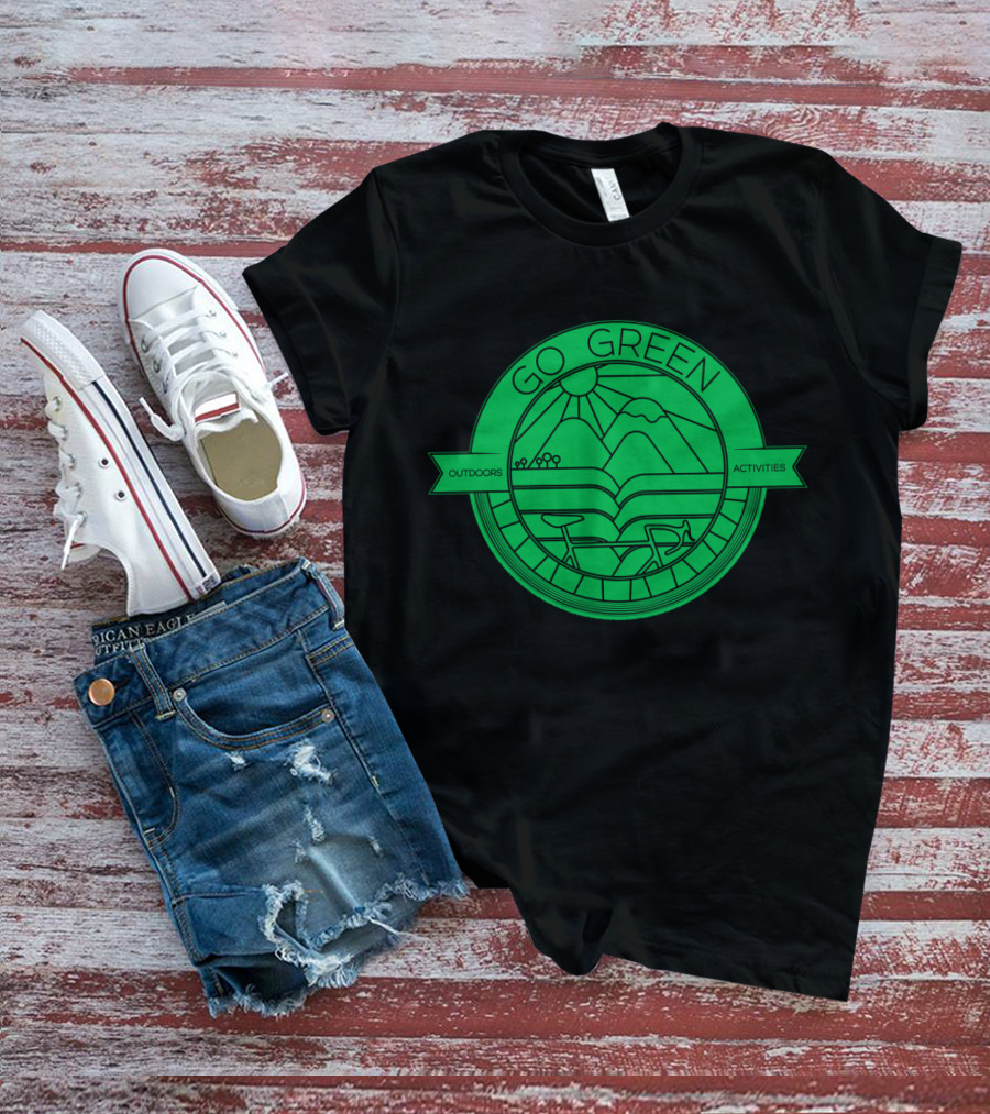 Go Green Outdoors Activities Mountain Cycling Scenery T-Shirt