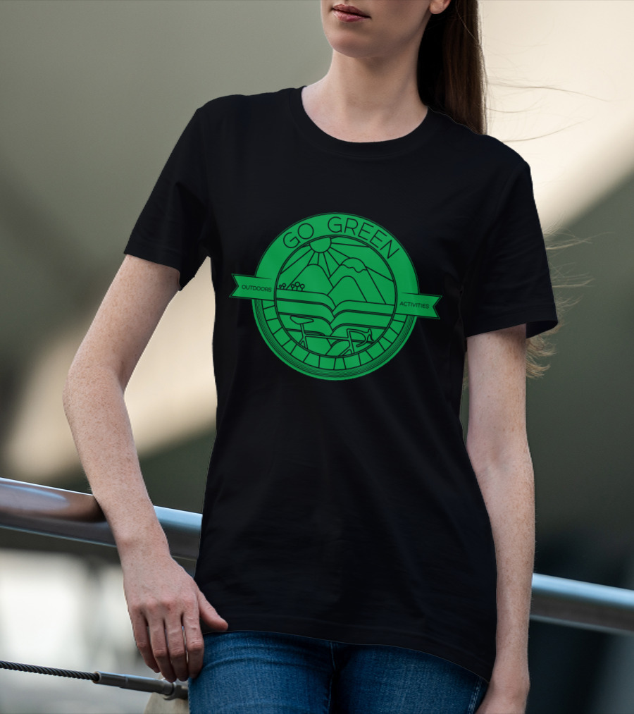 Go Green Outdoors Activities Mountain Cycling Scenery T-Shirt