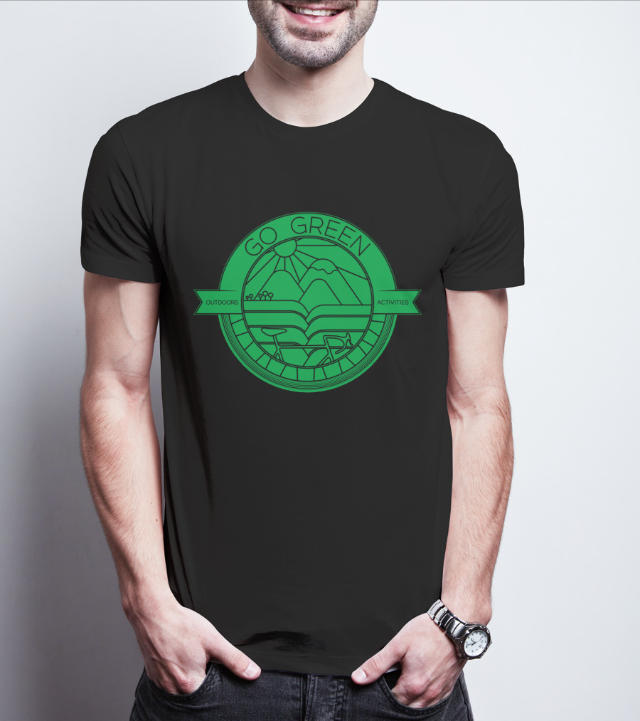 Go Green Outdoors Activities Mountain Cycling Scenery T-Shirt
