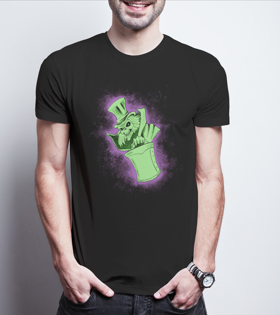 Hatbox Ghost Spooky Green Glow T-Shirt