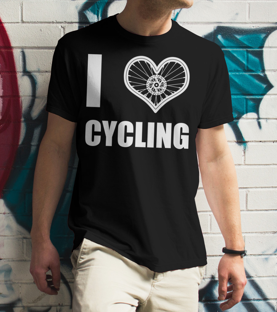 I Love Cycling Bicycle Wheel Heart T-Shirt
