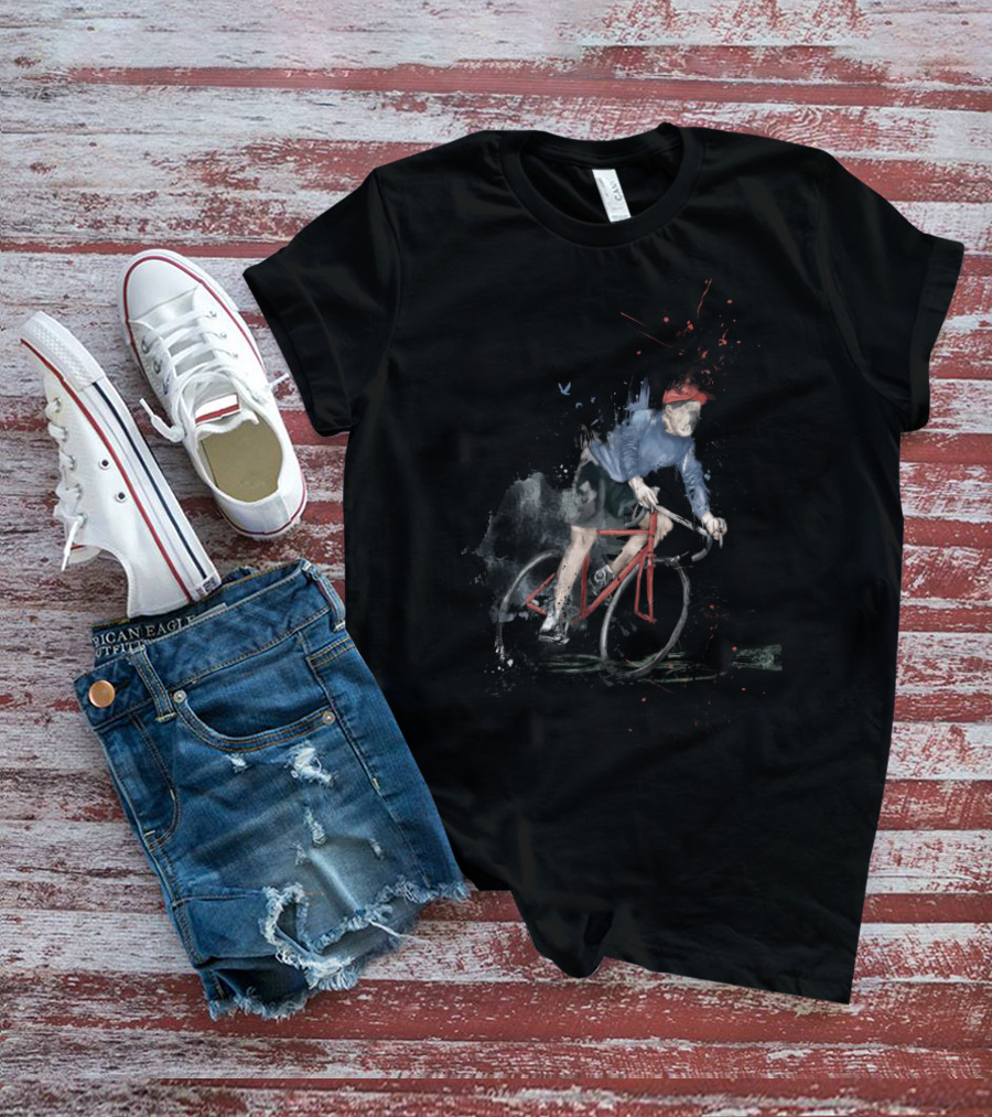 I Want To Ride My Bicycle Red Racing Cyclist In Blue And Red Cap T-Shirt
