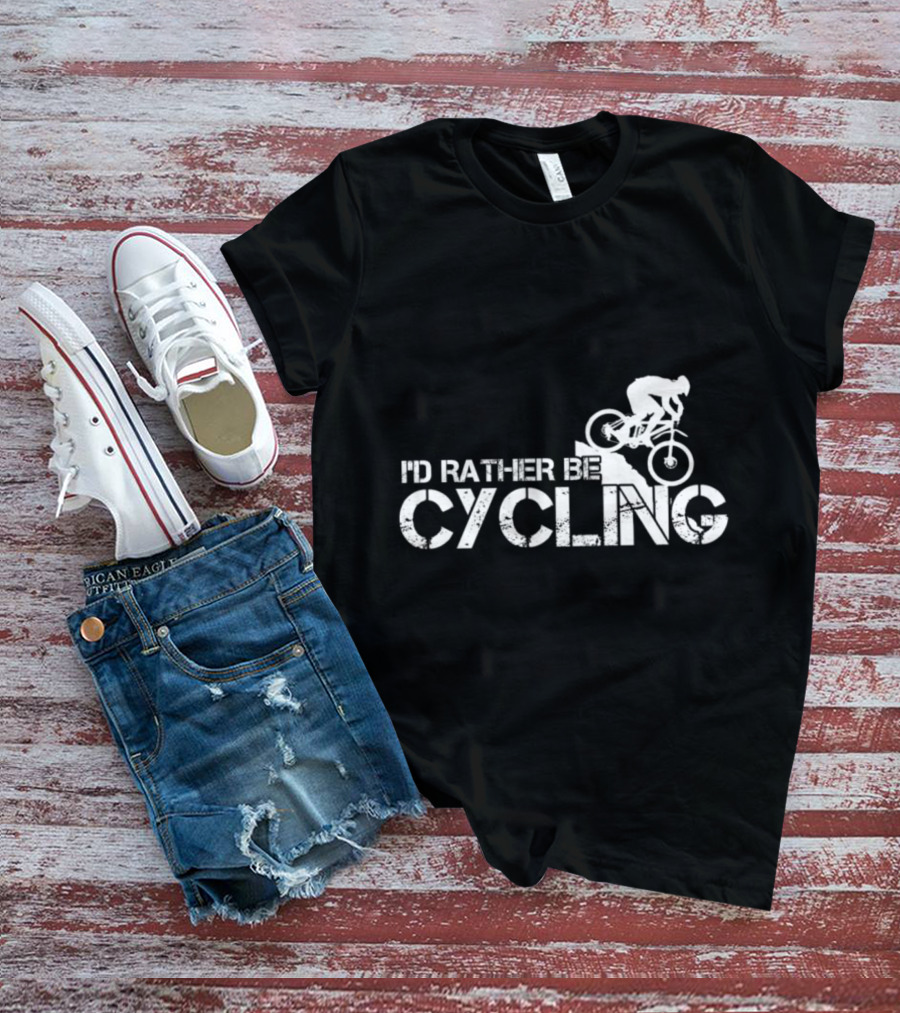 I'd Rather Be Cycling Stairs Downhill MTB Adventure T-Shirt