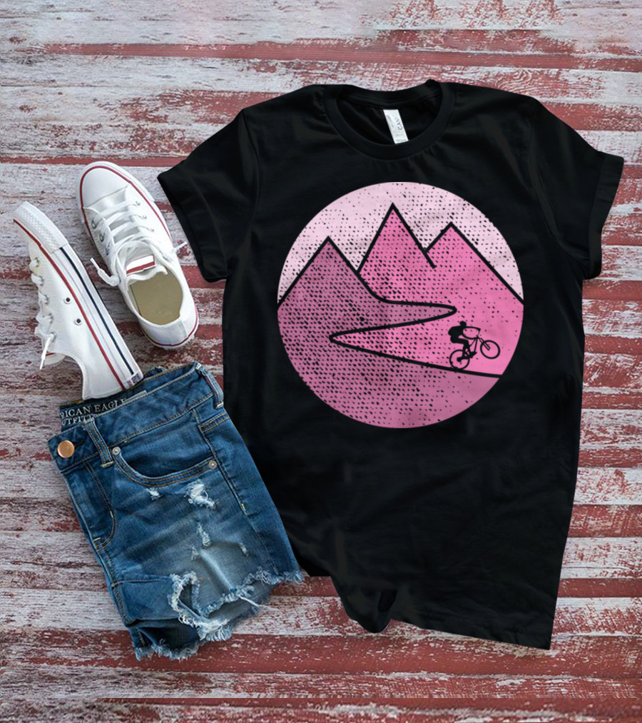 Mountain Bike Cycling Scenic Adventure In Pink Mountains T-Shirt