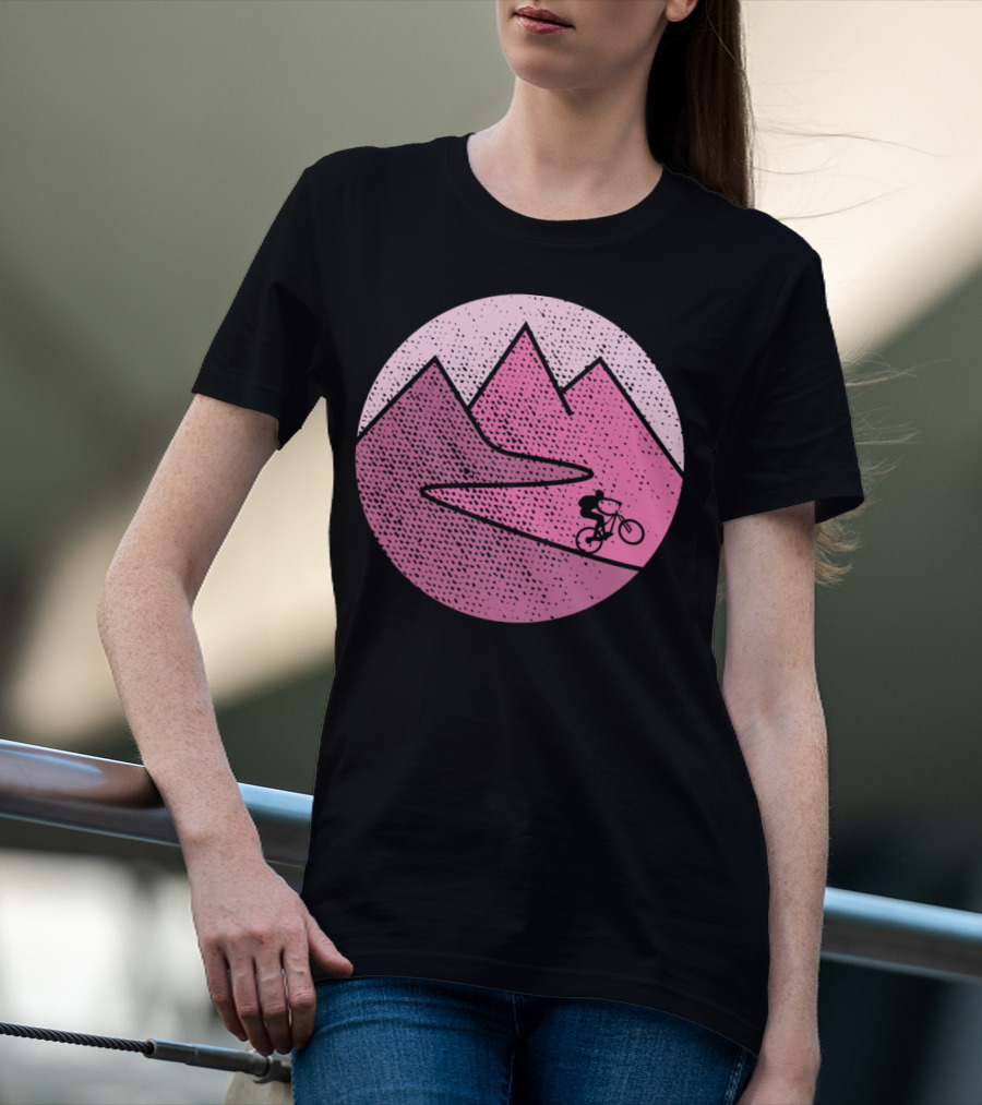 Mountain Bike Cycling Scenic Adventure In Pink Mountains T-Shirt