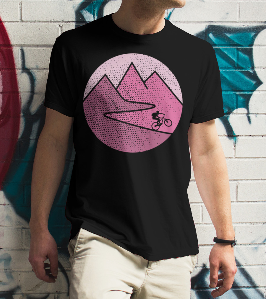 Mountain Bike Cycling Scenic Adventure In Pink Mountains T-Shirt